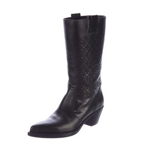 Chanel Embroidered CC Cowboy Boots, Size 6